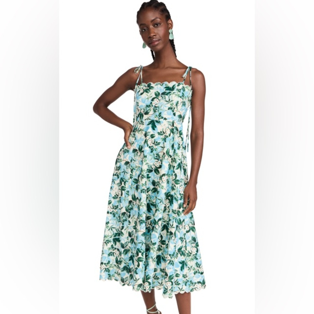 Amur Floral Scalloped Midi Dress